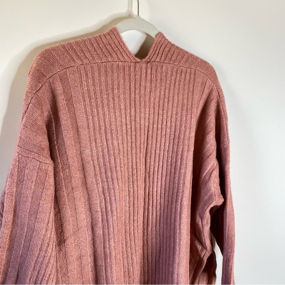 Topshop Women Open Front Cardigan Sz XS Dusty Pink Ribbed Pockets Drop Shoulder - Picture 9 of 13